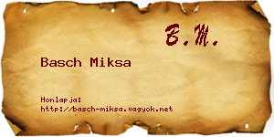 Basch Miksa névjegykártya
